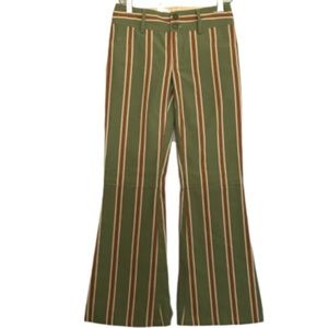 Alice + Olivia | 0 Olive Green Red Stripe Flare